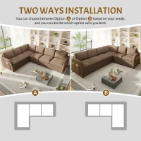 Modern L-Shaped Sectional with Pull-Out Bed, Chic Sleeper Couch with USB Port and Side Pocket, 115'' L x 83.5" W x 36.5" H, Brown(m-5)