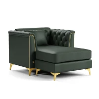 Elegant 2-Piece Chesterfield Sofa with Button Tufting and Metal Trim, Chic Faux Leather Ottoman with Pillow, 40'' L x 30.5" W x 30.5" H, Green(m-8)
