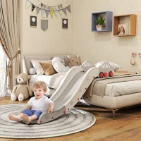 Qaba Extra Length Toddler Slide for Bed, Sofa, Easy to Assemble, Gray(m-2)