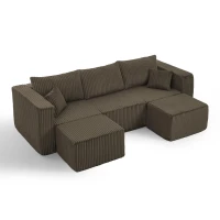 Smart Corduroy Modular Sofa with High-Density Foam, Flexible Compact Sectional for Small Space Apartment, 42'' L x 18"W x 17.5" H, Brown(m-10)