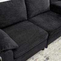 Modern Modular Sectional with All-in-One Storage, Chic L-Shaped Sofa with Cup Holder and Liftable Ottoman, 108.5'' L x 56.5" W x 32" H, Black(m-6)