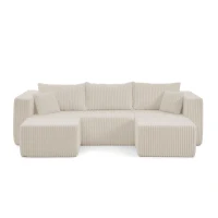 Flexible Corduroy Modular Sofa with High-Density Foam, Cozy Compact Sectional for Small Space Apartment, 42'' L x 18"W x 17.5" H, Beige(m-10)