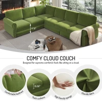 Vibrant L-Shaped Sectional Sofa with Pull-Out Bed, Comfy Convertible Sleeper Couch for Living Room, 118'' L x 86.5"W x 36.5" H, Grass Green(m-7)
