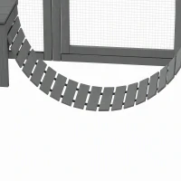PawHut Large Outdoor Catio with Condos, Platforms, Doors, Ladders, Weather-Resistant Roof, Grey(m-11)
