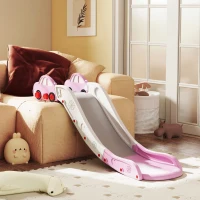 Qaba Extra Length Toddler Slide for Bed, Sofa, Easy to Assemble, Pink(m-10)