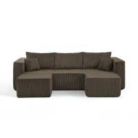 Smart Corduroy Modular Sofa with High-Density Foam, Flexible Compact Sectional for Small Space Apartment, 42'' L x 18"W x 17.5" H, Brown(m-9)