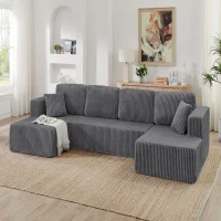 Modern U-Shaped Modular Sectional Sofa with Spring Cushions, Comfy Sleeper Couch for Living Room Bedroom, 132.5'' L x 61"W x 25.5" H, Grey(m-4)