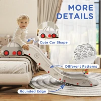 Qaba Extra Length Toddler Slide for Bed, Sofa, Easy to Assemble, Gray(m-7)