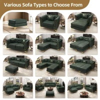 Elegant Modular Chesterfield Sofa with Button Tufting, Versatile Faux Leather Couch with 5 Pillows, 81.5'' L x 30.5" W x 30.5" H, Green(m-4)