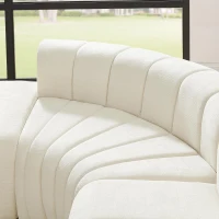 Modern Semi-Curved Sectional with Stitched Chenille and Movable Ottoman, Chic Floor Sofa with No Assembly, 116.5'' L x 76" W x 25.5" H, Beige(m-8)