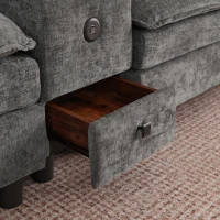 Cozy L-Shaped Sectional with Reversible Chaise and USB Port, Chic Sofa with Storage Drawer and Cup Holder, 137'' L x 58" W x 31" H, Dark Gray(m-10)