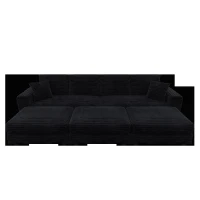 Cozy Corduroy Cloud 4-Seat Sofa with 3 Ottomans, Handy Convertible Lounge Chair for Apartment Office, 102.5'' L x 35.5"W x 25.5" H, Black(m-14)