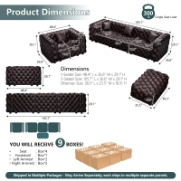 Luxurious Faux Leather Sectional Sofa with Button Tufting, Modular 4-Seater Couch for Living Room, 105.5'' L x 36.5"W x 29" H, Dark Brown(m-3)