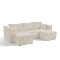 Flexible Corduroy Modular Sofa with High-Density Foam, Cozy Compact Sectional for Small Space Apartment, 42'' L x 18"W x 17.5" H, Beige(m-2)