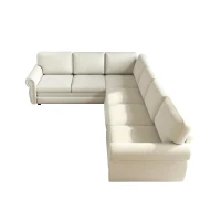 Spacious L-Shaped Sectional Sofa with Pull-Out Bed, Elegant Sleeper Couch for Living Room and Office, 118'' L x 86.5" W x 36.5" H, Beige+White(m-13)