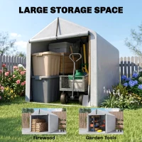 Outsunny 7' x 5' Portable Shed, Outdoor Storage Shed with Roll-up Zipper Door and Galvanized Metal Frame for Garden Tools(m-6)