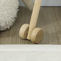 Qaba Stick Horse, Plush Handcrafted Hobby Horse with Wood Wheels, Real Pony Neighing and Galloping Sounds for Kids, White(m-9)