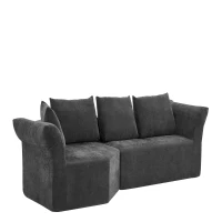 Modern Modular Sectional with Left Arm and Wide Armrests, Elegant Curved Corner Sofa with Throw Pillows, 127'' L x 57" W x 26" H, Dark Gray(m-7)