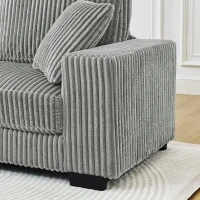 Elegant L-Shaped Modular Sleeper Sectional with Reversible Chaise, Tufted Corduroy Sofa with Arc Footstool, 110.5'' L x 57" W x 25.5" H, Grey(m-6)