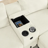 Modern Modular Sectional with All-in-One Storage, Chic L-Shaped Sofa with Cup Holder and Liftable Ottoman, 108.5'' L x 56.5" W x 32" H, Beige(m-9)