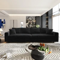 Snug Corduroy Cloud 4-Seat Sofa with Deep Seat, Effortless Convertible Lounge Chair for Apartment Office, 102.5'' L x 35.5"W x 25.5" H, Black(m-1)