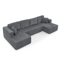 Modern U-Shaped Modular Sectional Sofa with Spring Cushions, Comfy Sleeper Couch for Living Room Bedroom, 132.5'' L x 61"W x 25.5" H, Grey(m-2)