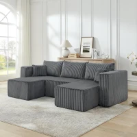 Ultra-Comfy Corduroy Modular Sectional Sofa with High-Density Foam, Smart Compact Couch for Small Space Apartment, 42'' L x 18"W x 17.5" H, Gray(m-8)