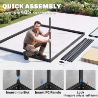 Outsunny 6 x 5.5ft Polycarbonate Greenhouse, Quick Setup Walk-in Greenhouse, Swing Door, Adjustable Roof Vent, Rain Gutter, Black(m-4)