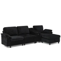 Modern Modular Sectional with All-in-One Storage, Chic L-Shaped Sofa with Cup Holder and Liftable Ottoman, 108.5'' L x 56.5" W x 32" H, Black(m-2)