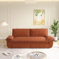 Modern 3-in-1 Sleeper Sofa with Soft Corduroy Upholstery, Versatile Loveseat Bed for Living Room and Bedroom, 73'' L x 33" W x 36" H, Orange(m-1)