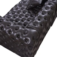 Modern Faux Leather Modular Sofa with Button Tufting and 3 Pillows, Elegant Sectional Couch for Living Room, 75'' L x 75" W x 29" H, Dark Brown(m-12)