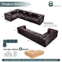 Stately Faux Leather L-Shaped Sofa with Button Tufting, Generous Modular 5-Seater Couch for Living Room, 132.5'' L x 75"W x 29" H, Dark Brown(m-3)