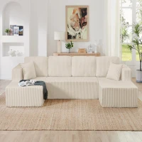 Flexible U-Shaped Modular Sectional Sofa with Spring Cushions, Modern Sleeper Couch for Living Room Bedroom, 132.5'' L x 61"W x 25.5" H, Beige(m-1)