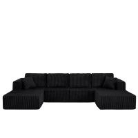Extra Spacious U-Shaped Modular Sectional Sofa with Foam Cushions, Comfy Sleeper Couch for Living Room Bedroom, 161'' L x 80.5"W x 24.5" H, Black(m-6)
