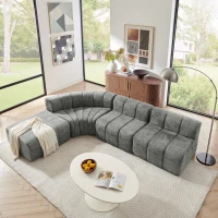 Cozy Semi-Curved Sectional with Stitched Chenille and Ottoman, Chic Floor Sofa with No Assembly, 116.5'' L x 76" W x 25.5" H, Dark Gray(m-1)