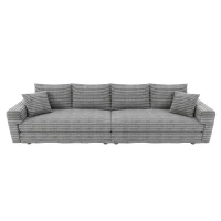 Fluffy Corduroy 4-Seat Sofa with Deep Seat, Space-Saving Convertible Lounge Chair for Apartment Office, 102.5'' L x 35.5"W x 25.5" H, Grey(m-14)
