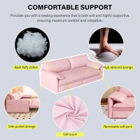 Modern 3-in-1 Convertible Sofa with Side Storage and Metal Legs, Chic Velvet Loveseat Bed with Rolling Wheels, 66'' L x 33.5" W x 36" H, Pink(m-5)