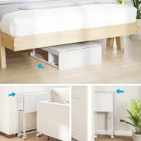 HOMCOM Folding Computer Desk, Foldable Desk with Storage Bag, Shelf and Wheels for Small Spaces, Home Office, White(m-7)