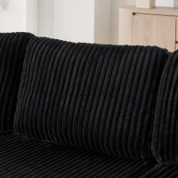 Modern U-Shaped Sectional with Plush Foam and Wide Seating, Versatile Corduroy Couch with No Assembly, 132.5'' L x 61" W x 25.5" H, Black(m-5)