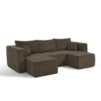 Smart Corduroy Modular Sofa with High-Density Foam, Flexible Compact Sectional for Small Space Apartment, 42'' L x 18"W x 17.5" H, Brown(m-2)