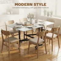 HOMCOM Drop-Leaf Table for Small Spaces, Extendable Kitchen Table with 6 Smooth Wheels & Brakes, Space-Saving Design, White(m-4)