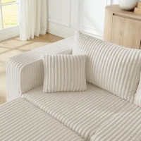 Flexible Corduroy Modular Sofa with High-Density Foam, Cozy Compact Sectional for Small Space Apartment, 42'' L x 18"W x 17.5" H, Beige(m-6)