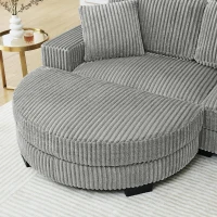 Elegant L-Shaped Modular Sleeper Sectional with Reversible Chaise, Tufted Corduroy Sofa with Arc Footstool, 110.5'' L x 57" W x 25.5" H, Grey(m-7)