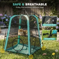 PawHut Catio Outdoor Cat Enclosure, 3-Tier Pop Up Cat Tent with Multi-Door Design, Breathable Mesh & Carry Bag, Green(m-7)
