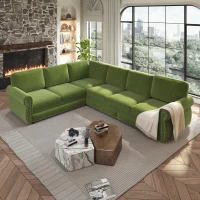Vibrant L-Shaped Sectional Sofa with Pull-Out Bed, Comfy Convertible Sleeper Couch for Living Room, 118'' L x 86.5"W x 36.5" H, Grass Green(m-1)