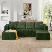 Versatile U-Shaped Modular Sectional Sofa with Foam Cushions, Modern Sleeper Couch for Living Room Bedroom, 132.5'' L x 61"W x 25.5" H, Green(m-1)