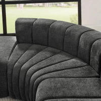 Modern Semi-Curved Modular Sectional Sofa with Movable Ottoman, Cozy Stitched Chenille Couch for Living Room, 116.5'' L x 76"W x 25.5" H, Black(m-8)