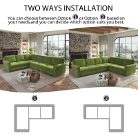 Vibrant L-Shaped Sectional Sofa with Pull-Out Bed, Comfy Convertible Sleeper Couch for Living Room, 118'' L x 86.5"W x 36.5" H, Grass Green(m-5)