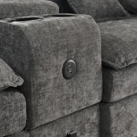 Cozy L-Shaped Sectional with Reversible Chaise and USB Port, Chic Sofa with Storage Drawer and Cup Holder, 137'' L x 58" W x 31" H, Dark Gray(m-7)
