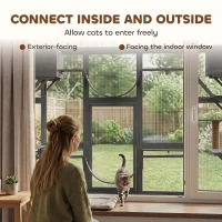 PawHut Catio Outdoor Cat Enclosure, 74"H Walk-in Catio with Waterproof Roof, 2 Condos, 6 Platforms, Ladders, Scratching Posts(m-4)